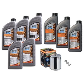 Bel-Ray Synthetic Engine/Transmission/Primary Oil Change For Harley Davidson Motorcycles, 2017-Up Harley M8, Chrome Oil Filter