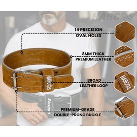 Harcos Genuine Leather Unbreakble, non tearable Gym Belt for Men & Women Workout Deadlift Belt for Gym Suede Powerlifting Weight Lifting for Heavy Workout gym belt | Professional Heavy Weight Lifting Original Leather (Brown, Medium)