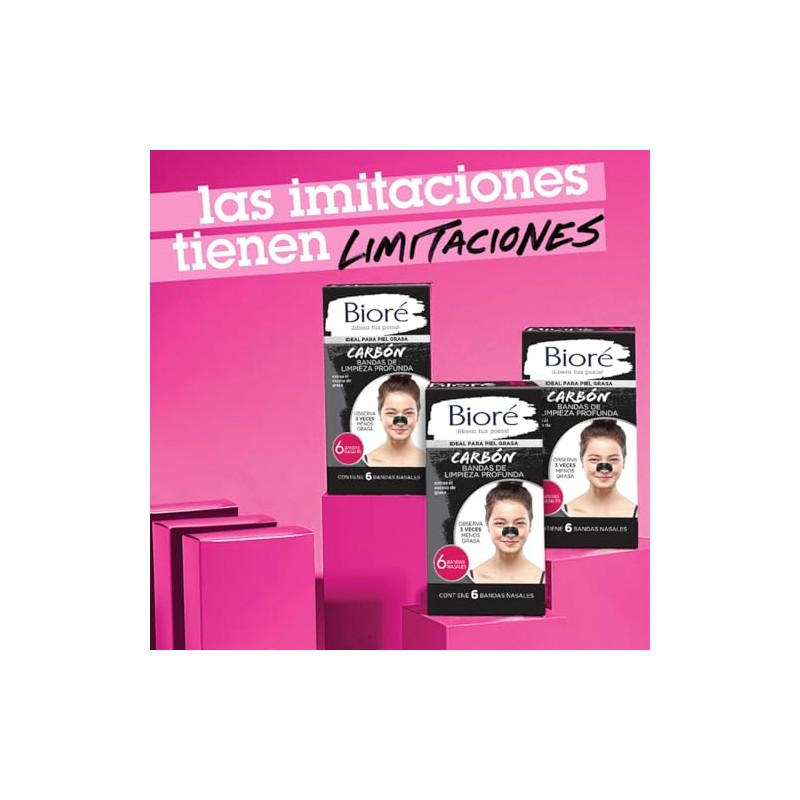 Biore Bandas de Limpieza Profunda con Carbon Natural, 6 Piezas