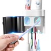 GFWARE Toothbrush Holder Toothpaste Dispenser Wall Mounted with Cover, 4