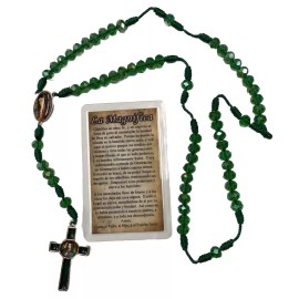 Rosario Cristal Verde Virgen De Guadalupe, Guadalupe Crystal Green Rosary