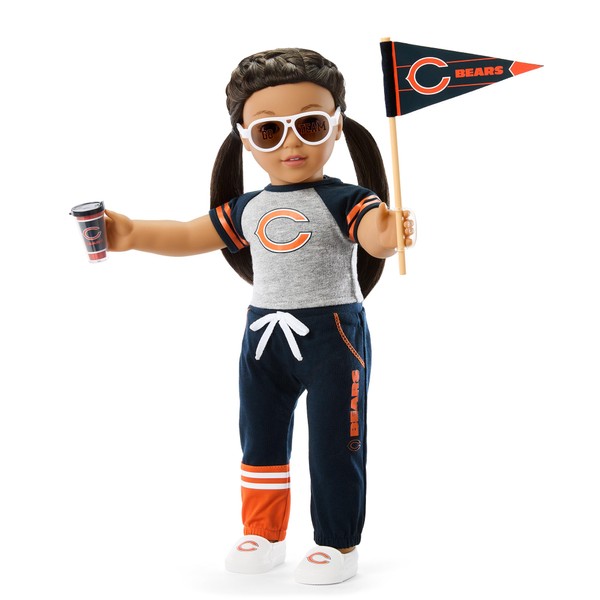 American Girl Chicago Bears 18 inch Doll Fan Outfit and Accessories, Navy and Orange, 6 pcs, Ages 6+