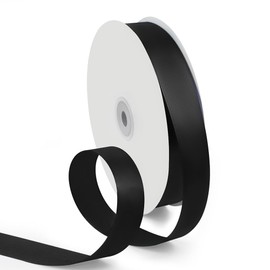HimBen 1 Inch 100 Yards Satin Ribbon Black, Solid Color Fabric Ribbon for Gift Wrapping, Wedding, Polyester Gift Ribbon for Birthday Party Decoration, Craft, Hair, Floral, Sewing