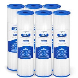 Whole House 20 Micron 10" x 2.5" Pleated Sediment Well Water Filter Cartridge Replacement for W20CLA, S1A, S1, ECP20-10, SPC-25-1020, AO-WH-PRE-RP2, PE-F10-20 & Cold Plunge Water Chiller (Pack of 6)