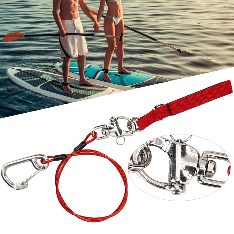 Freediving Lanyard 316 Pro Stainless Steel Safety Rope with Wristband