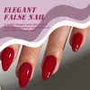 24PCS Deep Red Short Almond Press-On Nails With Strong Nail