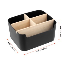 SINJEUN Pack of 3 Desk Organiser, Black, Table Organiser Office with 5 Compartments, Pen Holder, Desk Desktop Organiser for Home, Office, 18.2 x 14.6 x 9.3 cm
