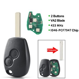 AULESSE 2 Button Car Key Shell Remote Control 433 MHz PCF7947 Chip Car Key Shell for Ren-Ault Kangoo II Clio III Duster Modus Twingo Dacia Logan