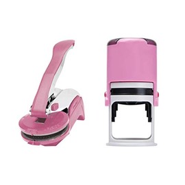 Arkansas Notary Seal Embosser Bundle with Round Self Inking Stamp | (Pink, 2-Items)