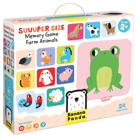 Banana Panda Suuuper Size Memory Game - Farm Animals - Classic Toddler Game Includes 24 Extra-Large Cards - Play Matching Games or Use as Flashcards, for Toddlers and Little Kids Ages 2-4 Years
