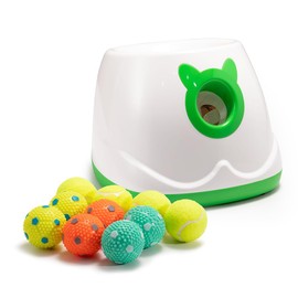 WIGGLYTAIL Automatic Ball Launcher for Dogs, Dog Fetch Ball Thrower Launcher, Dog Toys Launcher Ball Thrower with 10 Balls for Small Dogs and Puppies, Interactive Dog Self Playing