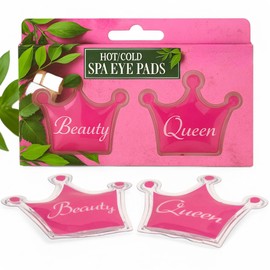 MIJOMA Spa Eye Pads Crown Shape - Reusable Hot Cold Pads for Eyes & Face - Cooling Pads Set of 2 with Beauty & Queen Design - Wellness for Home