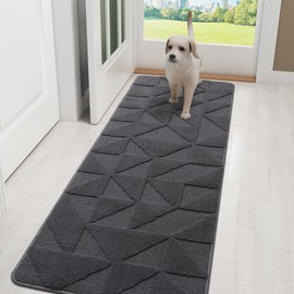 OLANLY Door Mats Indoor, Non-Slip, Absorbent, Dirt Resist, Entrance Washable Mat, Low-Profile Inside Entry Doormat for Entryway (59x20 inches, Dark Grey)