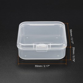 PATIKIL Clear Storage Container with Hinged Lid 55x20mm, 6 Pack Plastic Square Box for Beads Art Craft