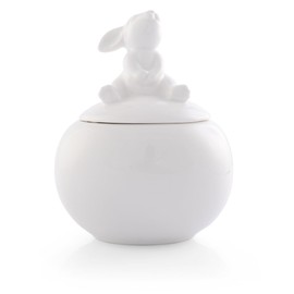Arthur Court Sugar Bowl, White Stoneware, Setting Bunny Design on Lid, Durable and Easy to Clean - Whimsical and Elegant, Perfect for Tea or Coffee Time, Enhances Easter Table Décor