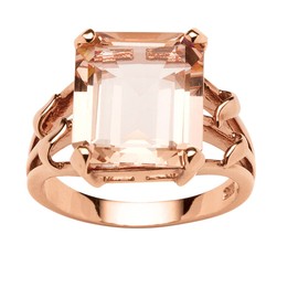 PalmBeach Rose Gold-plated Sterling Silver Emerald Cut Simulated Peach Morganite Ring Sizes 6-10 Size 8