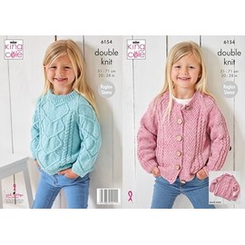 King Cole Children’s Knitting Pattern Double Knit Sweater and Cardigan (6154), 51cm – 71cm (20” – 28” Inches)