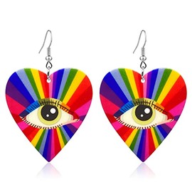 RofYof Heart Earrings Evil Eye Drop Earrings Rainbow Earrings for Women Statement Jewelry Gifts (colours)