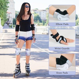 Bienbee Knee Pads for Women, Knee Pads Wrist Guard Knee and Elbow Pads Adult Protective Gear Set for Skateboard, Roller Skating, for Women Men Youth Adult Kids