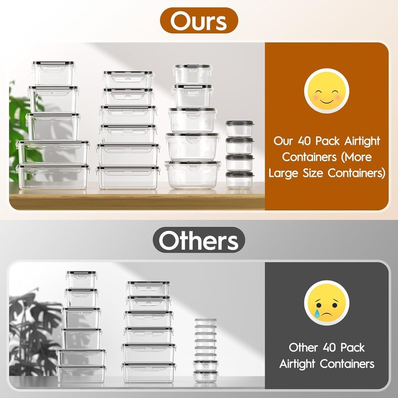 40 PCS Food Storage Containers with Lids Airtight (20 Containers