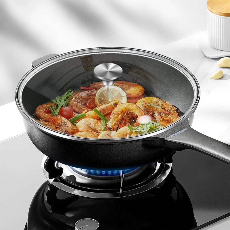 6.5 inch Tempered Glass Lid with Stainless Steel Handle, Versatile