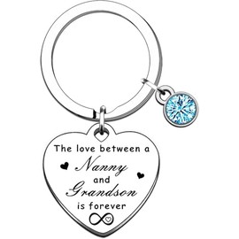 CGBOOM Nanny Gifts Keyring From Grandson for Mothers Day Birthday Gifts, Silver