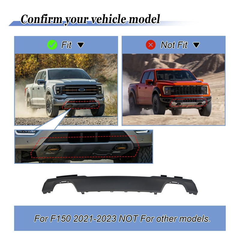 Matte Black Front Bumper Skid Plate Lower Valance for F150