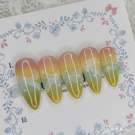 Mood pastel gradient handmade nail tips. Pedi tips - Stiletto L / 무드 파스텔 그라데이션 수제네일팁.페디팁 - 스틸레토L