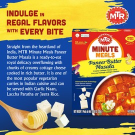 MTR - Minute Meals: Paneer Butter Masala - Creamy Cottage Cheese Curry - Tasty Indian Meal with No Added Preservatives - A Quick Meal Suitable for Vegetarians, Ready in Minutes! (Pack of 6)