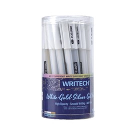 WRITECH Brush Tip Marker Pens: Artist Markers Flexible Tip Water Based 36ct for Journaling Adult Coloring Hand Lettering Calligraphy Drawing White Gold Silver