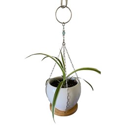 ATLanyards Light Blue Beaded Plant Shelf | 12" Plant Hanger | Nursery Decor | Floating Shelf | Light Blue Home Decor | Blue Plant Holder