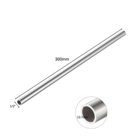 Eowpower 5 Pieces 304 Stainless Steel Round Capillary Metal Tube Tubing Pipe 1/2 inch X 10.7 mm, OD x ID Length 300 mm