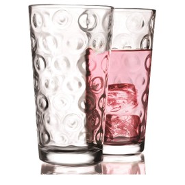 Circleware Circle Set of 4-15.7 oz Heavy Base Highball Drinking Glasses Tumblers Ice Tea Beverage Cups Glassware for Water, Juice, Beer, 4pc