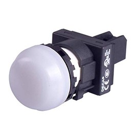 A20P-2EQ3W, 22mm LED Pilot lamp, Dome Type, 12V AC/DC, White Lens