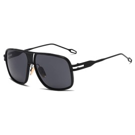 Kimorn Sunglasses For Men Retor Goggle Metal Frame Sun Glasses k0336 (Black Frame Grey Lens)