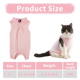 BFUZXY Cat Body Recovery Suit, Body Cat After Surgery, Cat Clothes, Castration Bodysuit Cat Suit, Cat Body Castration Cat, Medical Pet Shirt for Cats for Abdominal Wounds or Skin Diseases (Pink, S)