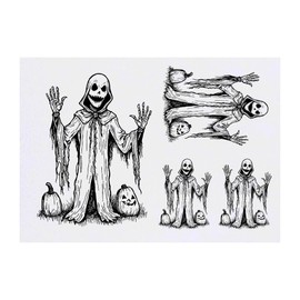 Azeeda 4 x 'Spukende Vogelscheuche' Temporäre Tattoos - Wasserfest, Hautfreundlich & Ungiftig · Transfers in Verschiedenen Größen (TO00075658)