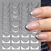 French Line Nail Art Stickers Decals, 4Pcs Gold Silver French