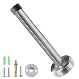 Misuyue Wall Door Stop, Stainless Steel, 12 cm, Wall Mounted Door Stopper with Rubber Buffer, Includes Fixings, Door Buffer (Silver)