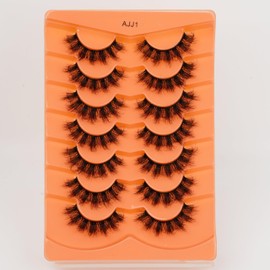 Mink Lashes Fluffy Wispy Eyelashes - Dramatic Volume Look D Curl Russian Strip Lashes 3D False Eyelashes Long Round Eye 18mm Fake Eyelash Pack by EMEDA(AJJ1)