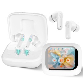 Wireless Earbuds Bluetooth 5.4 ANC Headphones with Touch Screen, Call ENC Noise Cancelling Dual Mic, In-Ear Earphones for Tablet Laptop Android/iOS Phones, Long Playtime Deep Bass, Low Latency (White)