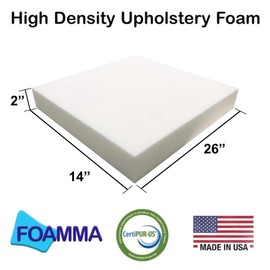 FOAMMA 2" x 14" x 26" Upholstery Foam High Density Foam (Chair Cushion Square Foam for Dinning Chairs, Wheelchair Seat Cushion Replacement)