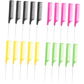 Healvian 20pcs Rat Tail Combs for Women Men Metal Pick Combs for Hair Styling Salon Home Use