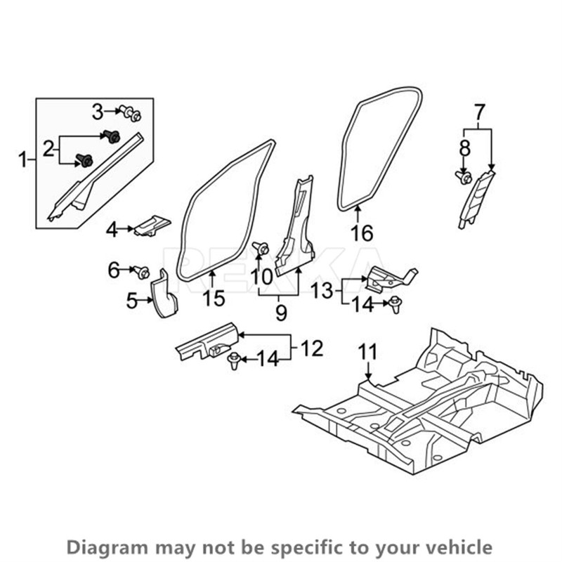 Rexka 15pcs Windshield Pillar Door Panel Trim Retainer Clip 91561-SJD-003