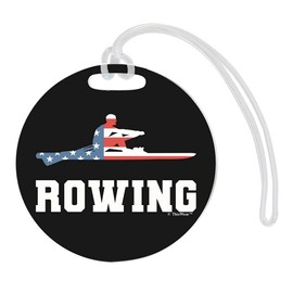 American Pride Summer Games Gifts USA Sports Rowing 2-pack 3.5 Inch Aluminum Circle Luggage Tags