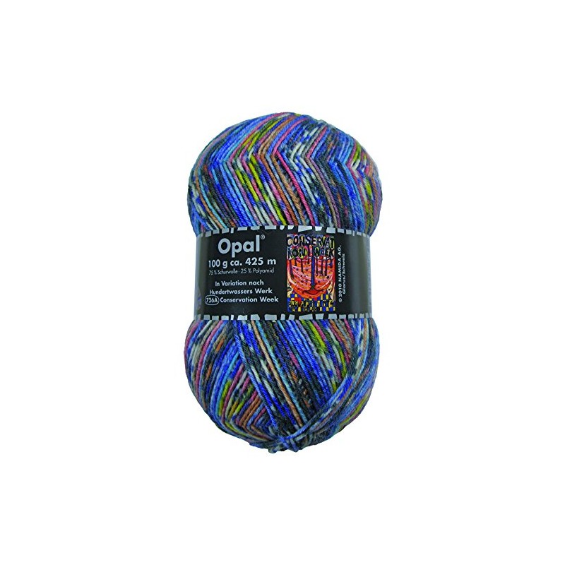 100 g Sock Wool, Opal 4-Ply Hundertwasser, Colour 726 A,