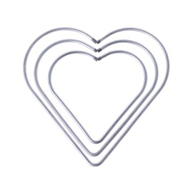 VOSAREA Wire Rings Set Heart Shape Metal Rings Craft for Dream Catcher DIY Crafts 8 cm 10 cm 12 cm 3 Pieces (Silver)
