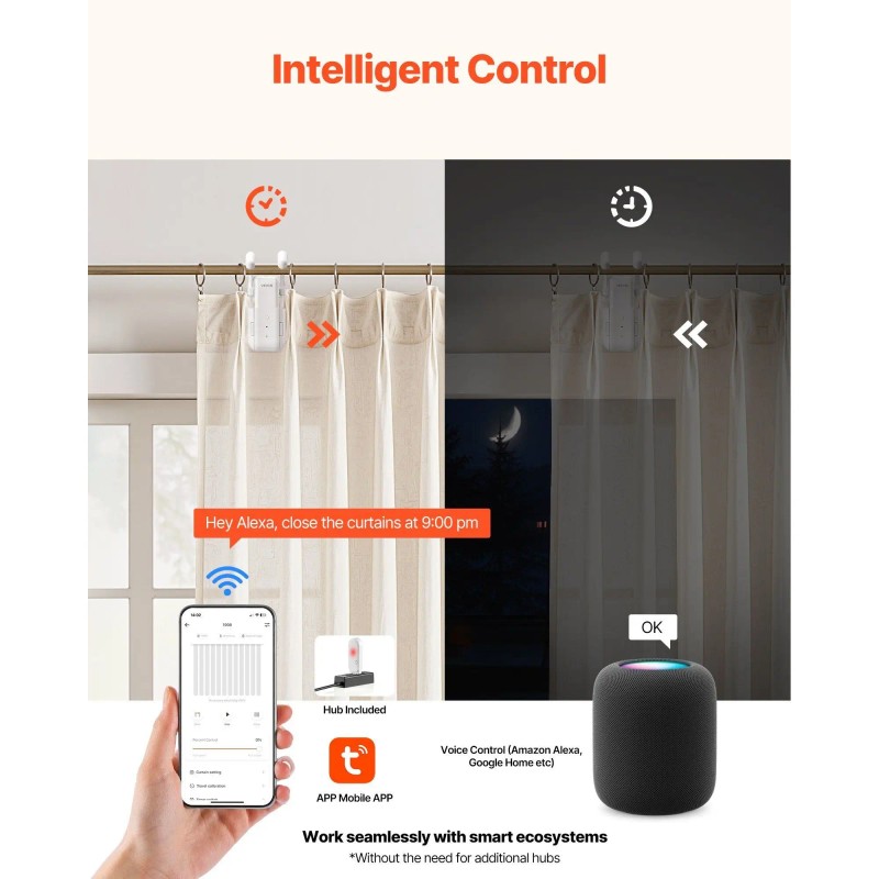 Smart Curtain Opener App Remote Control Compatible Alexa Google Home