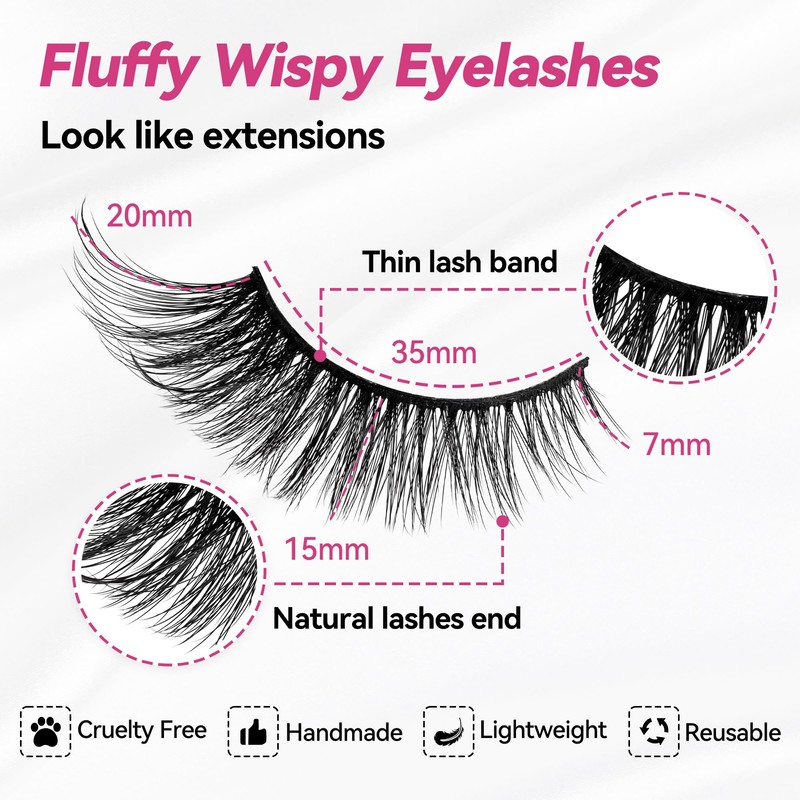 CINYOLA Mink Lash Fluffy Wispy False Eyelashes, 10 Pairs D