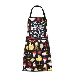 ENSIANTH Beauty Princess Apron Movie Inspired Gifts for Belles Fans Princess Kitchen Baking Chef Grill BBQ Apron with Pockets (25610 Beauty Princess A)